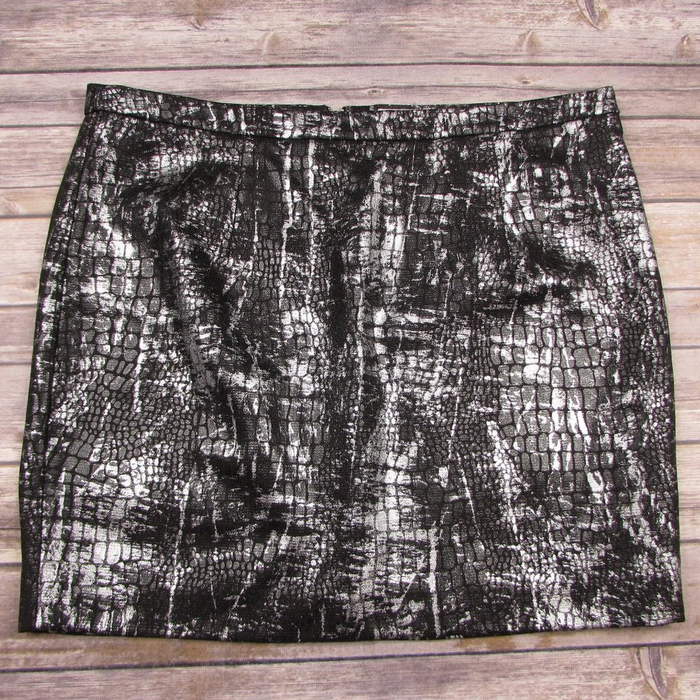Michael Kors Metallic Silver Snake Print Mini Skir